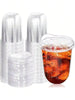 20Pack 16 Oz Iced Coffee Cups With Lids,Clear Plastic Cups With Strawless Sip Lids,Round Bottom To Go Cup For Iced Coffee Juice Smoothie Cold Beverage