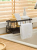 1pc Multifunctional Sink Drain Rack, Can Hold Dishwashing Liquid, Sponge, Dishcloth, Kitchen Utensils Draining Net, Sink Dishcloth Storage Rack, Upgraded Carbon Steel Material, Kitchen Organizer, Sink Wiping Cloth And Dishcloth, Carbon Steel Faucet