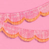 2pcs Pink & Orange Tassel Banner, Metallic Sequin Photo Backdrop Curtain, Suitable For Bachelorette Party, Birthday Party Decoration, Fan-Shaped Party Summer Shower Wall Hanging Decor